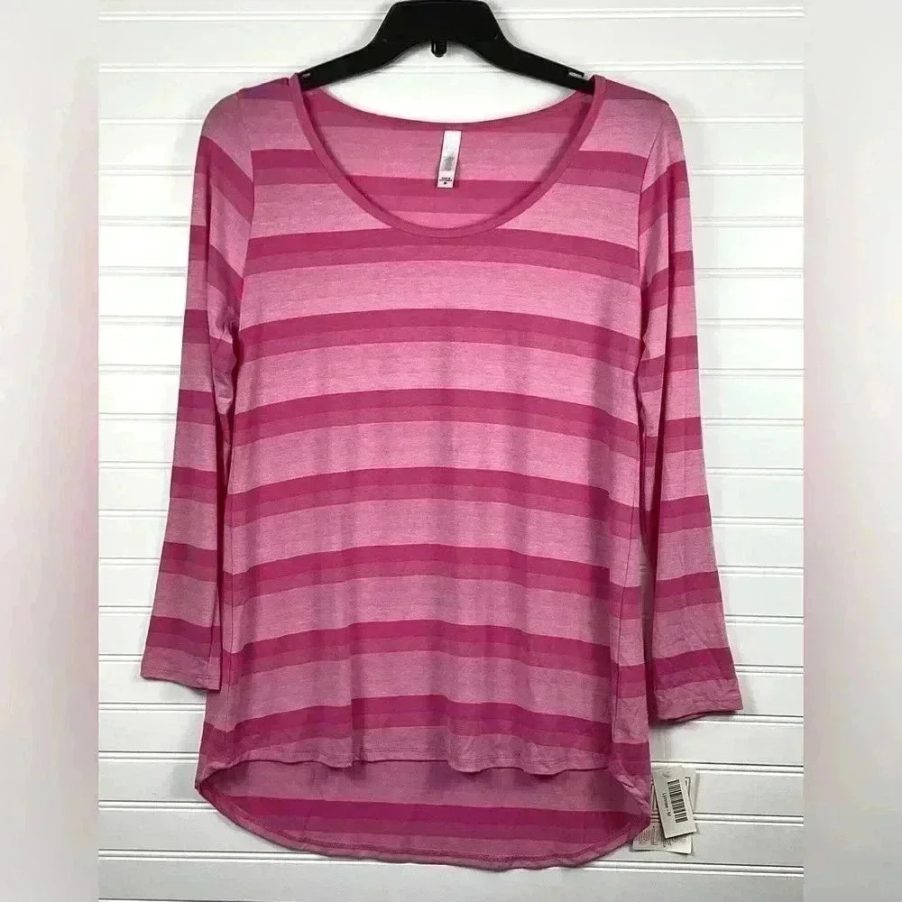 LuLaRoe NWT  Womens Medium Pink  Ombré Striped Lynnae L/s Activewear Top